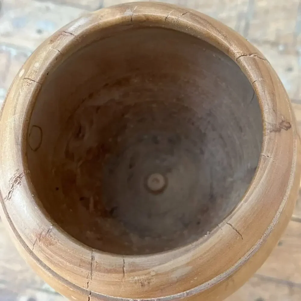 Hand Turned Wooden Table Vase 9” Tall Artist Made Light Brown